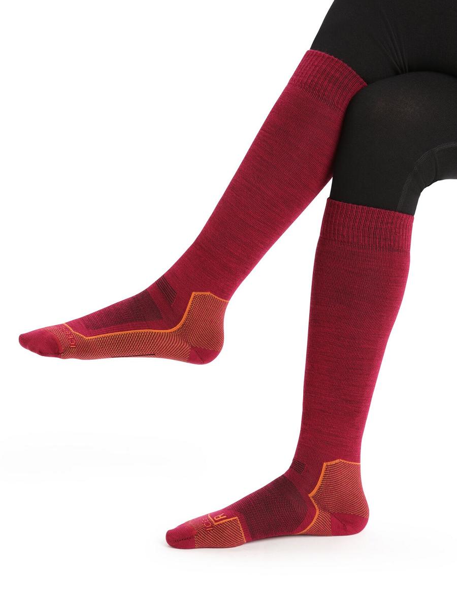 Women\'s Icebreaker Merino Ski+ Ultralight Over the Calf Socks Cherry / Clove | CA 1506KORI